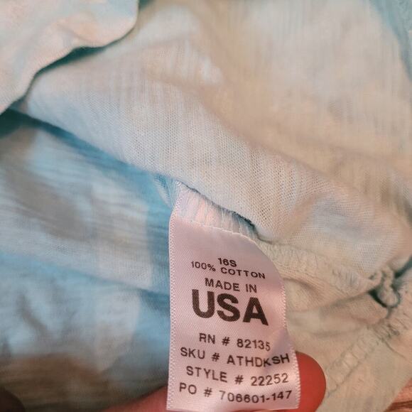 Fresh Produce Womens Geometric Print Shirt M Blue Pale V-neck Roll Tab Casual - Picture 4 of 7